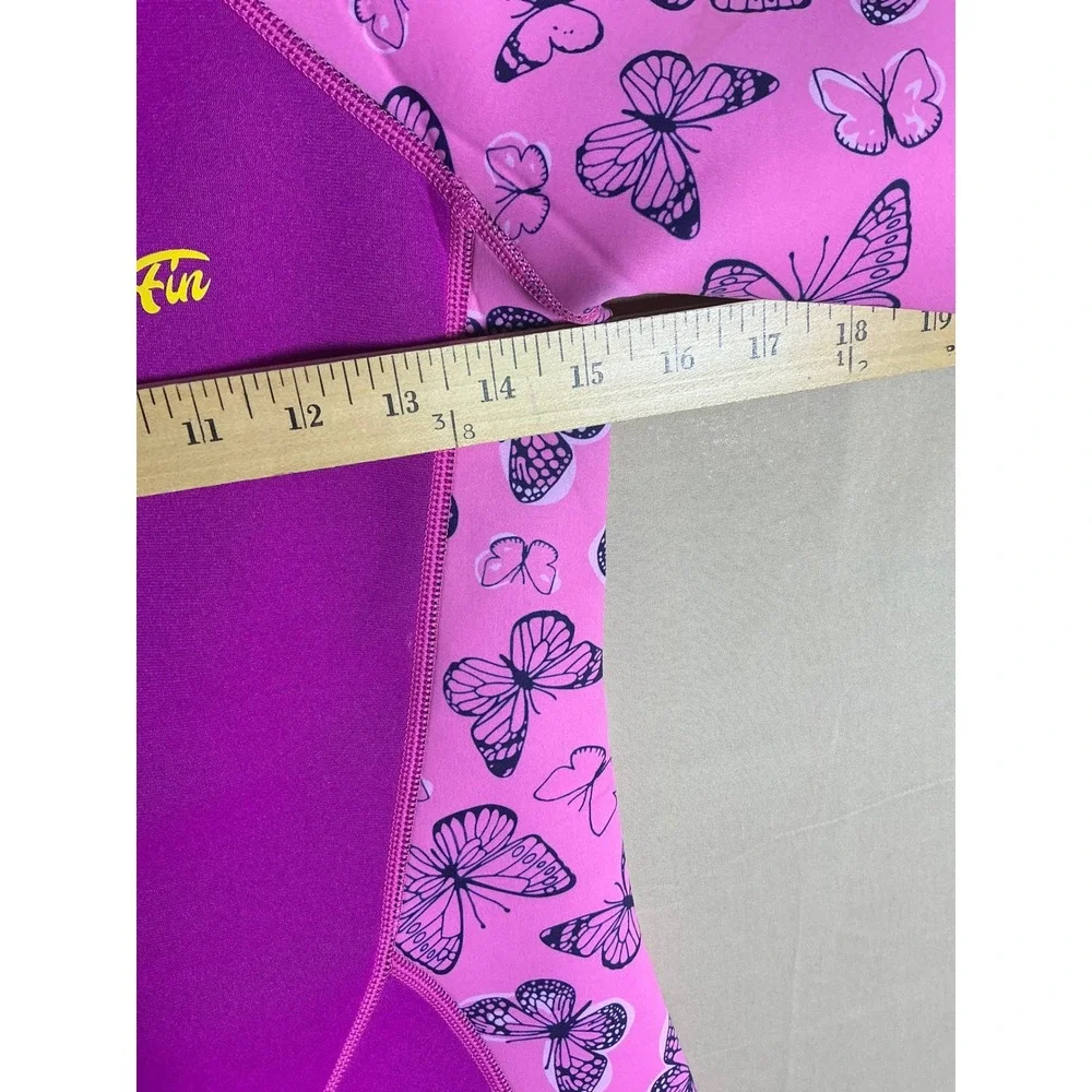Goldfin Kids 2mm Neoprene Wetsuit Pink Butterfly Shorty Swimsuit Size 16